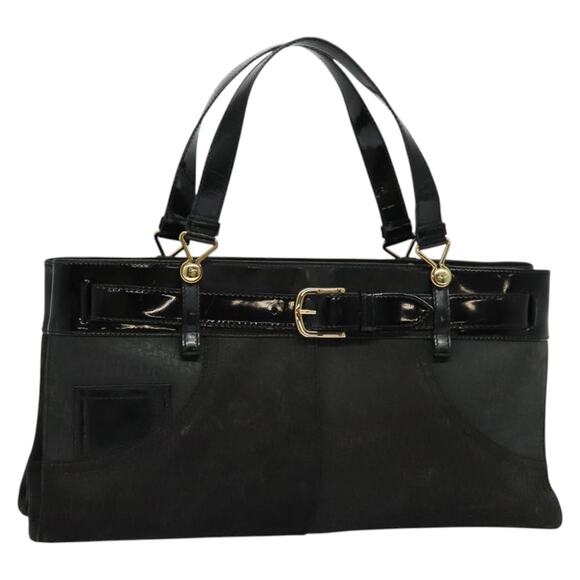 DIOR Trotter Canvas Hand Bag Black Gold - Picture 1 of 13